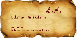 Lőwy Arikán névjegykártya